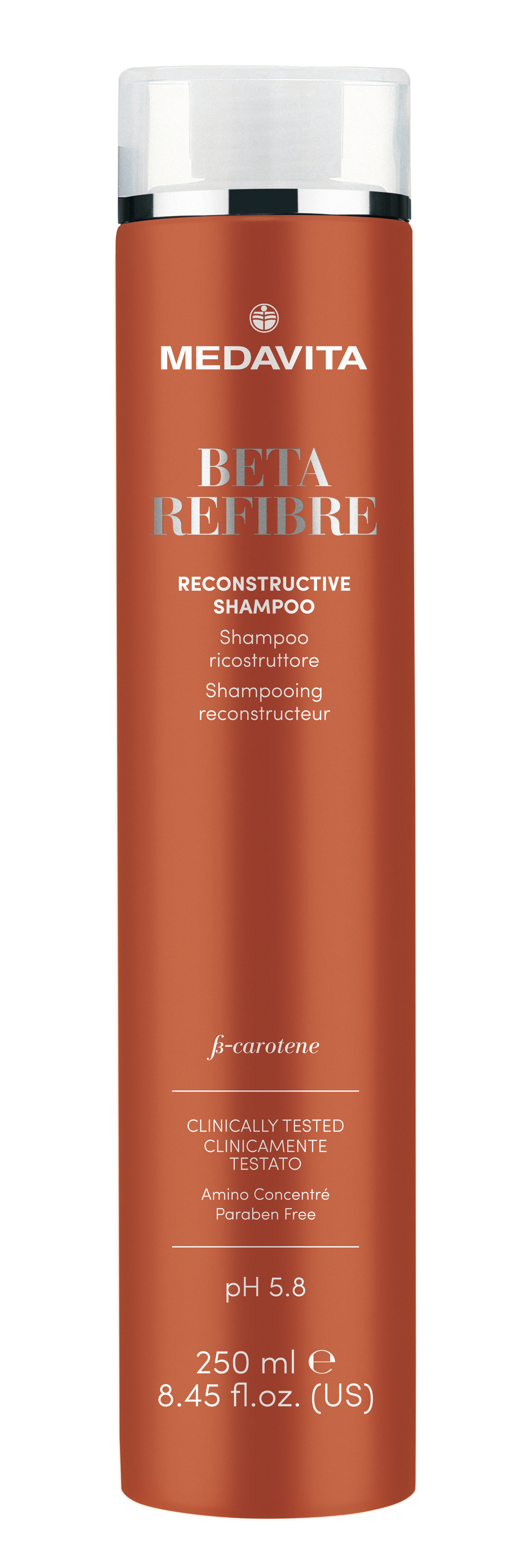 Відновлювальний шампунь для пошкодженого волосся / Medavita Beta Refibre Reconstructive Shampoo