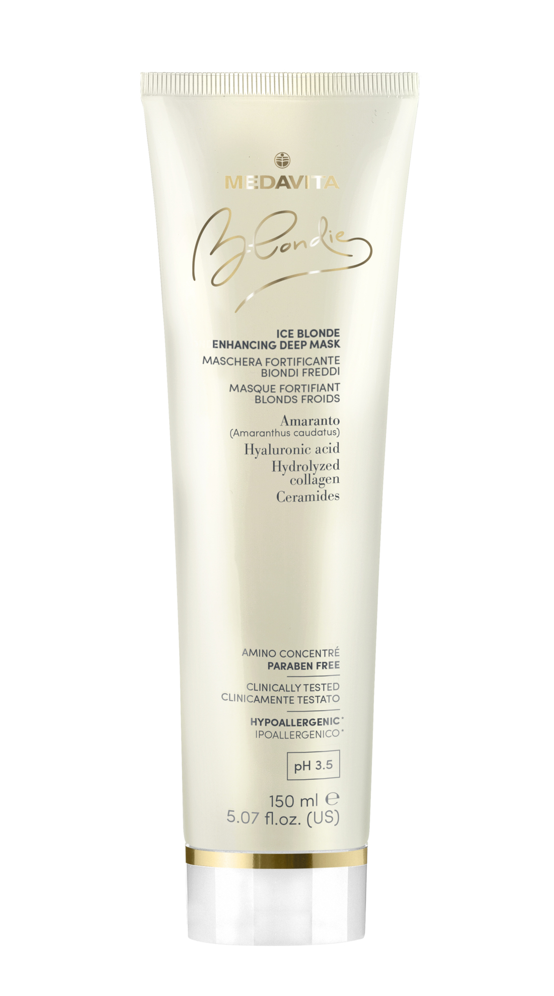 Живильна маска для захисту та підсилення холодних відтінків блонду /  Medavita Blondie Ice Blonde En