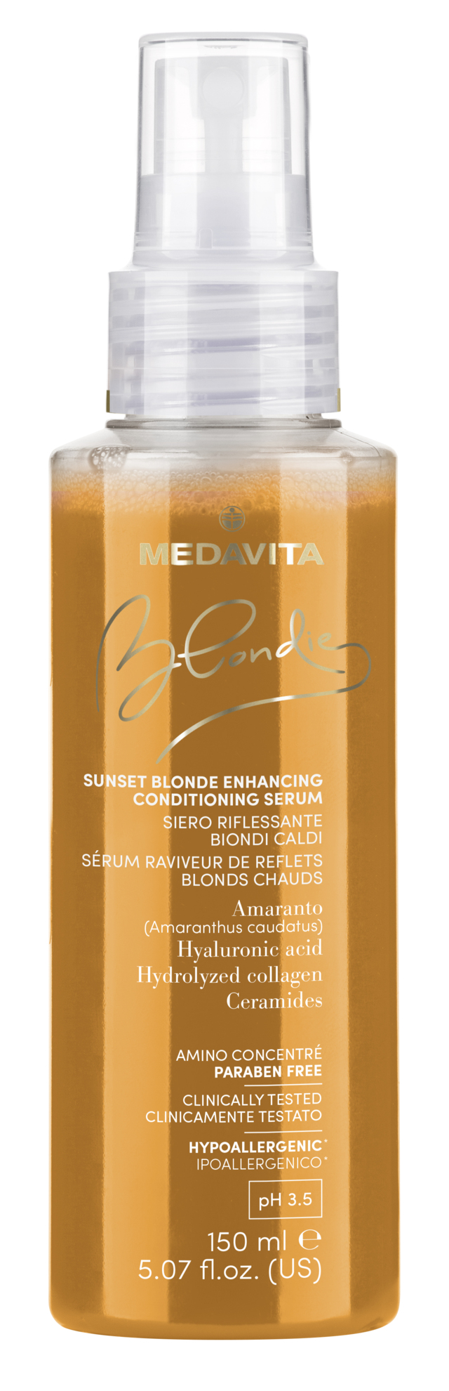 Спрей-кондиціонер для підсилення золотистих відтінків блонду та тонування / Medavita Blondie Sunset 