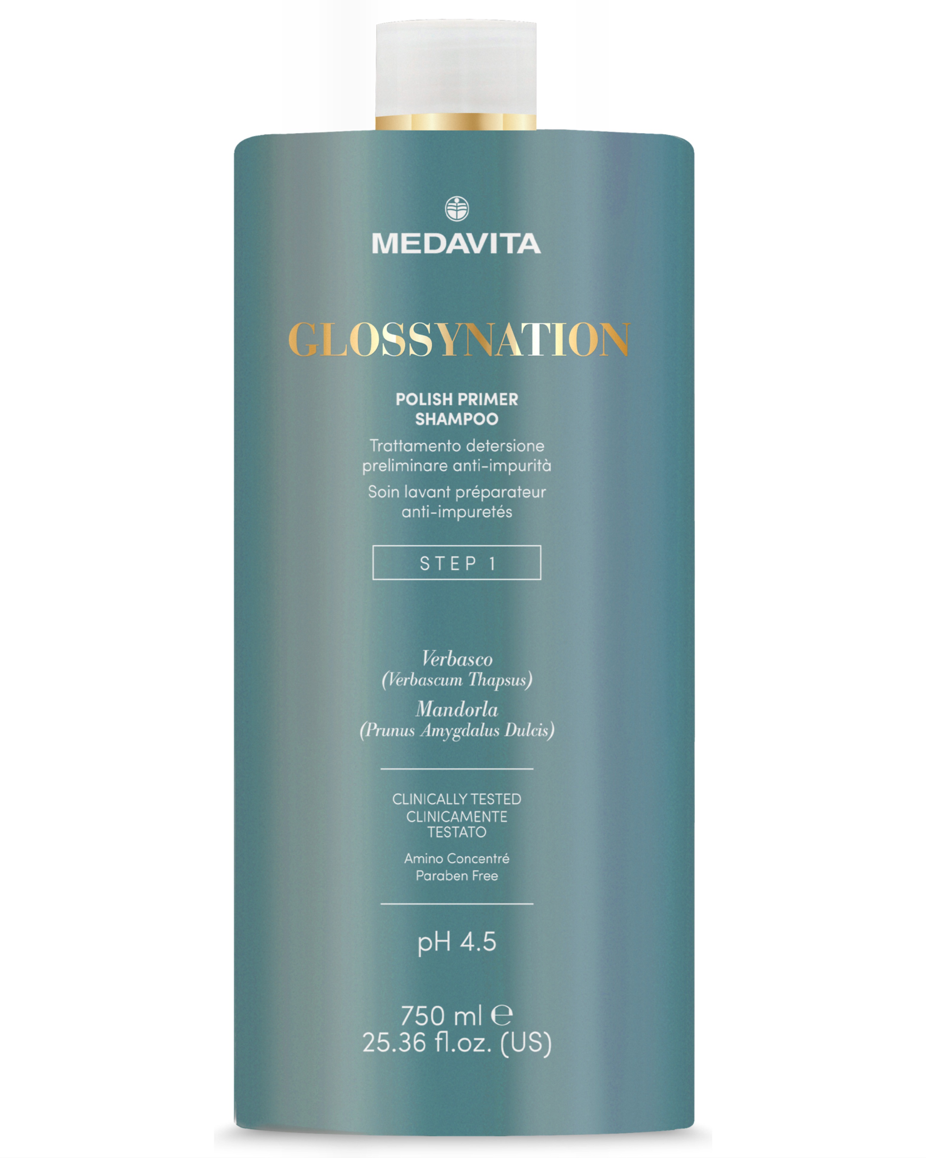 Полірувальний підготовчий шампунь для волосся STEP 1 /  Medavita Glossynation Polish Primer Shampoo