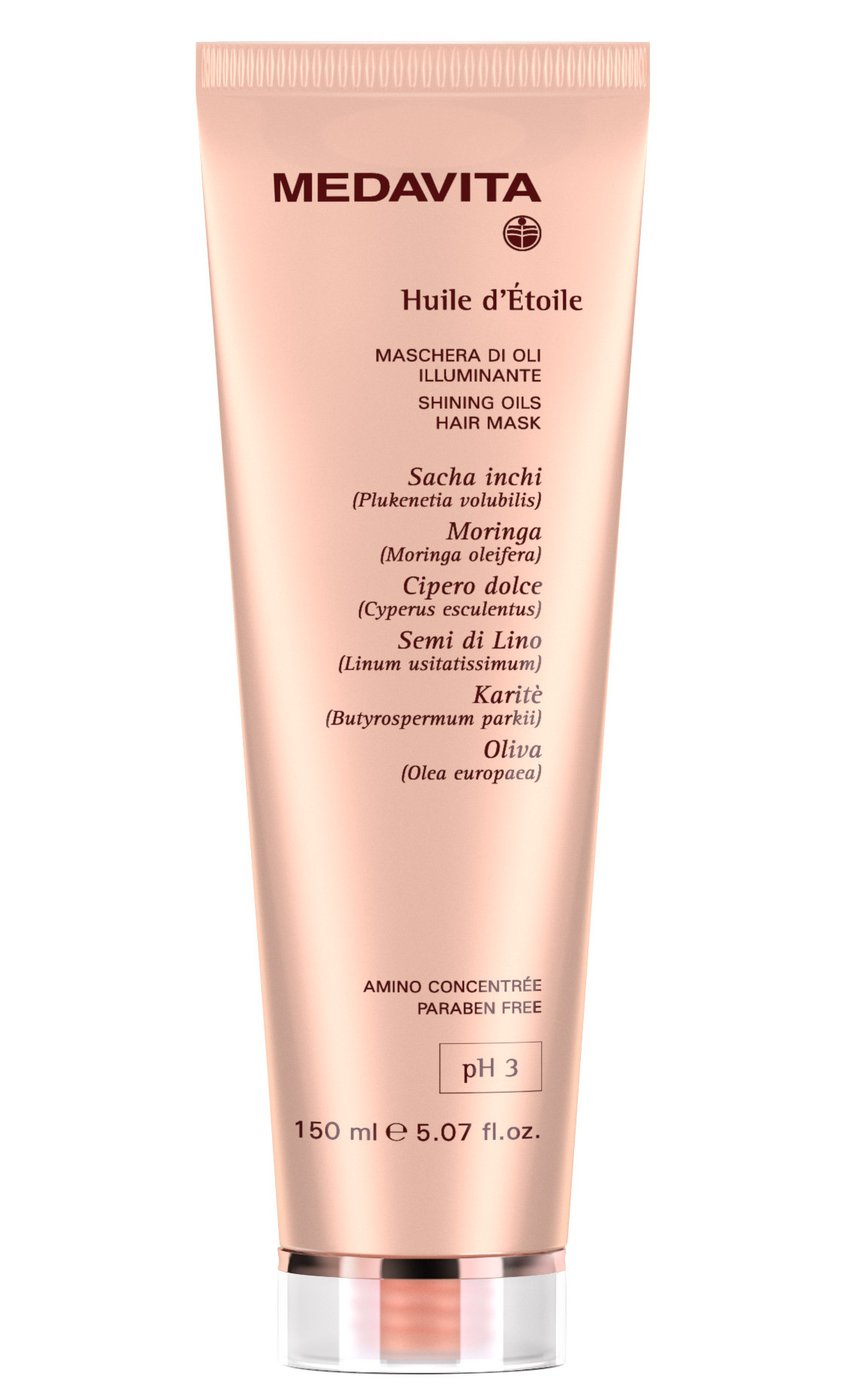 Маска для блиску та шовковистості для всіх типів волосся з дорогоцінними оліями / Medavita Huile D'e