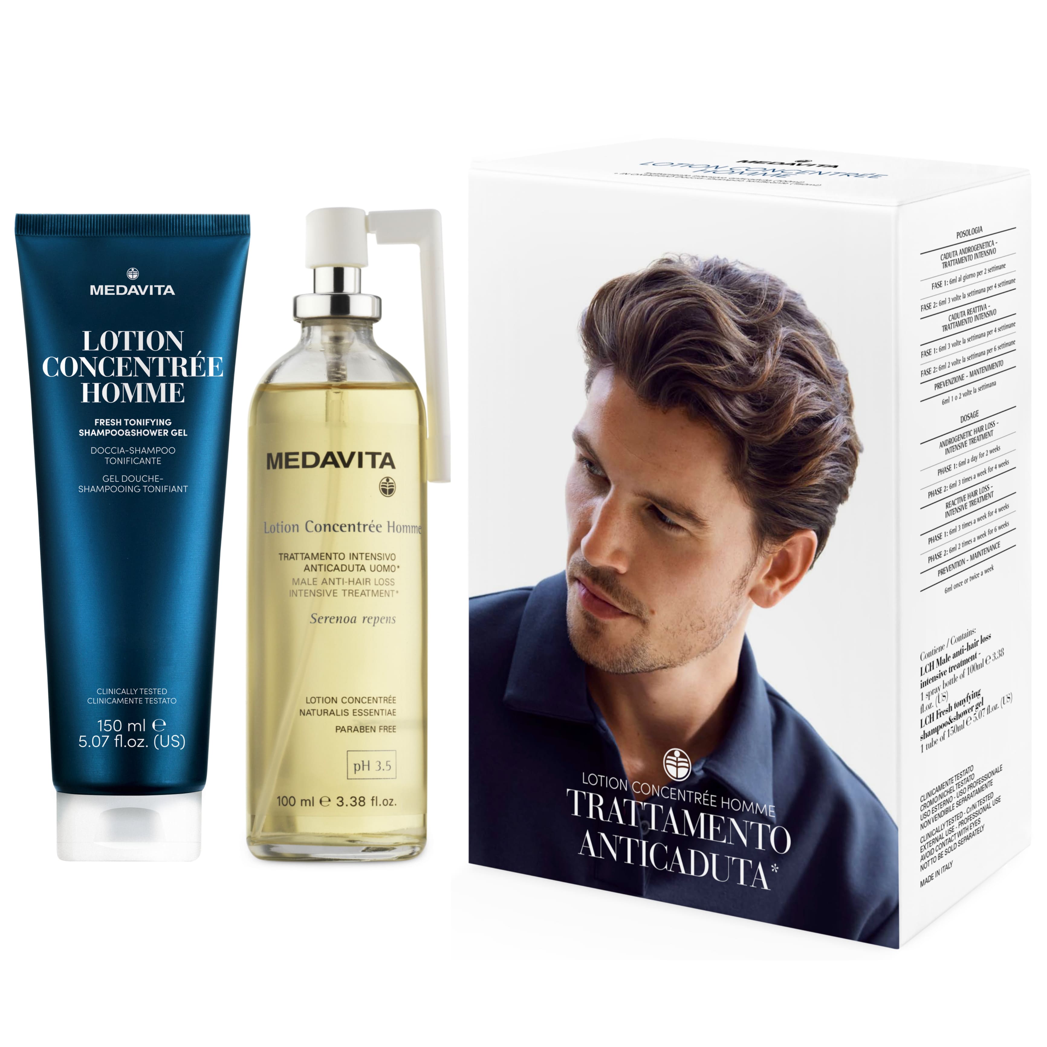 Набір проти випадіння волосся для чоловіків / Medavita Lotion Concentrée Homme Trattamento Anticadut