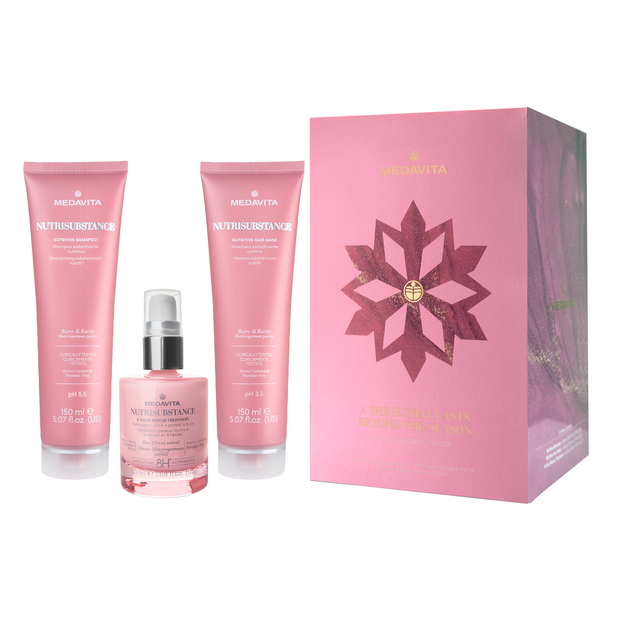 Набір новорічний для ультраживлення cухого волосся / Medavita NUTRISUBSTANCE Holiday Kit