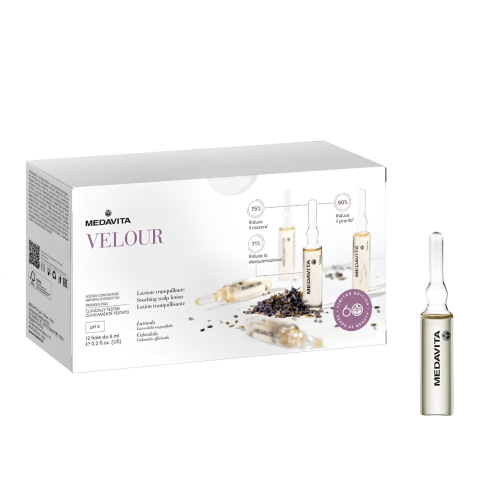 Заспокійливий лосьйон для сухої, чутливої та подразненої шкіри голови в ампулах / Medavita Velour Lo