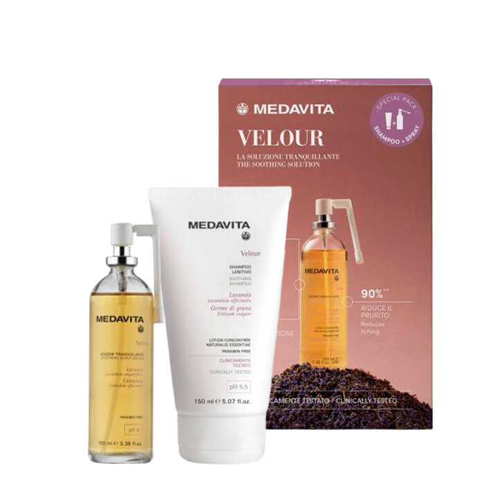 Набір  для чутливої та подразненої шкіри голови / Medavita Velour (шампунь + лосьйон)