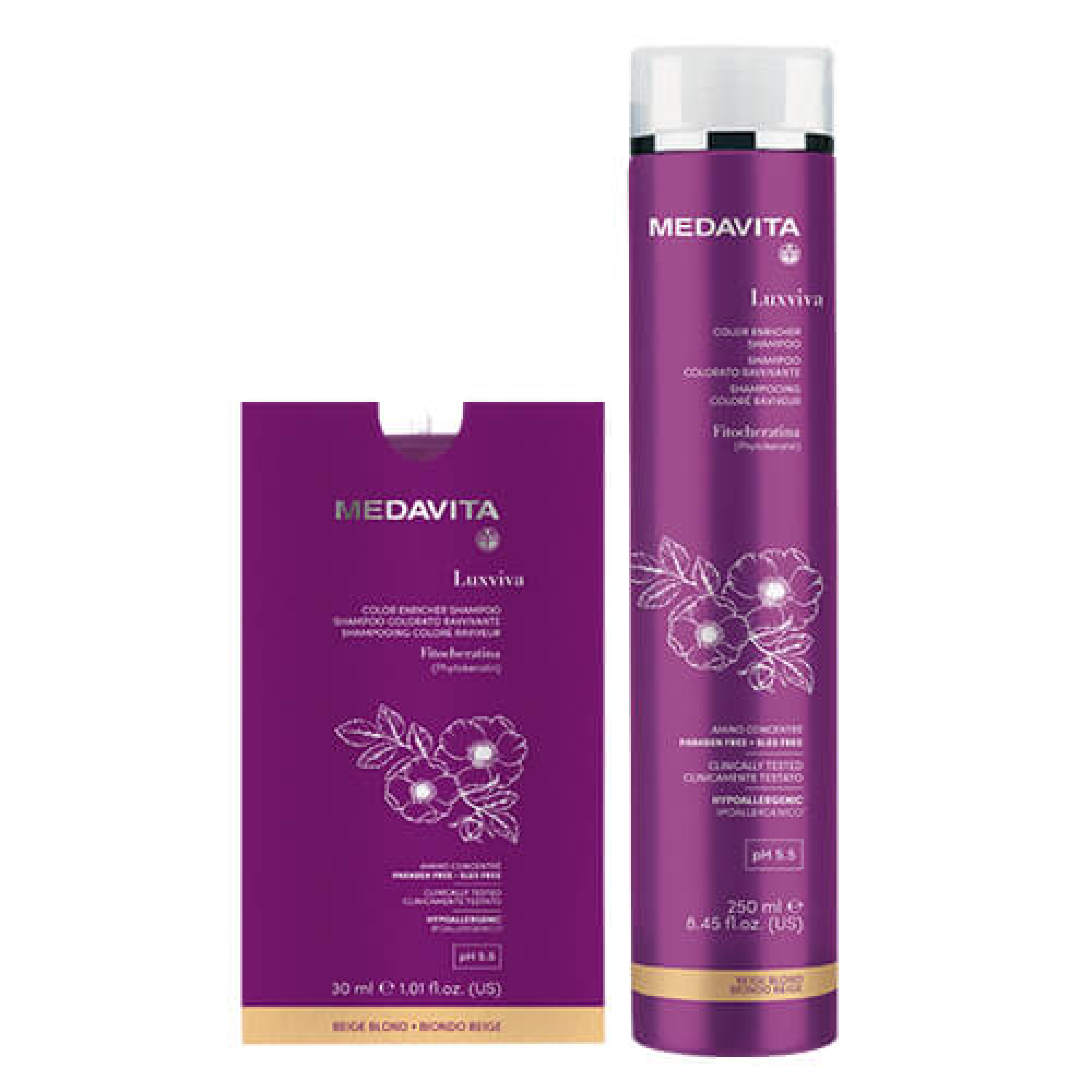 Шампунь с пигментом для бежевого оттенка блонда и яркости цвета Medavita Color enricher shampoo Beige Blonde
