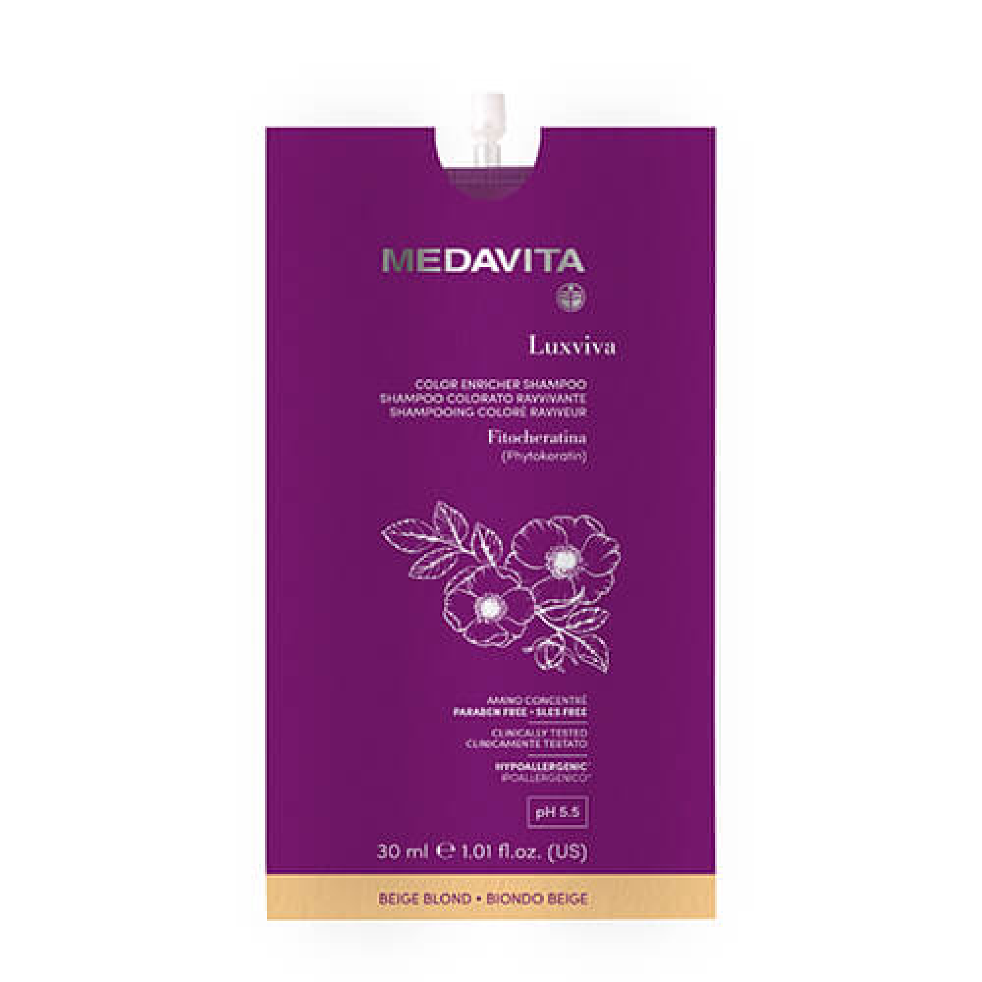 Шампунь с пигментом для бежевого оттенка блонда и яркости цвета Medavita Color enricher shampoo Beige Blonde